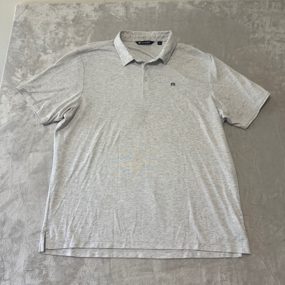 Travis Mathew Men's‎ Pima Cotton Golf Polo Shirt 2XL Light Heather Gray Casual